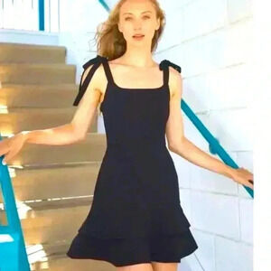 ADELYN RAE NIXXI TIE SHOULDER MINI DRESS NAVY BLUE SIZE MED